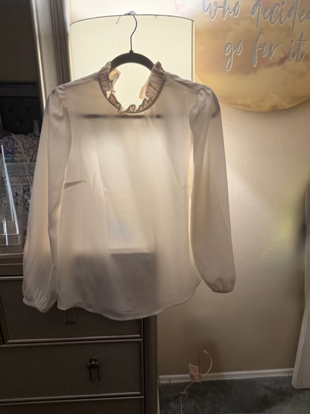 J. Crew Cream Ruffle-Neck Long Sleeve Blouse